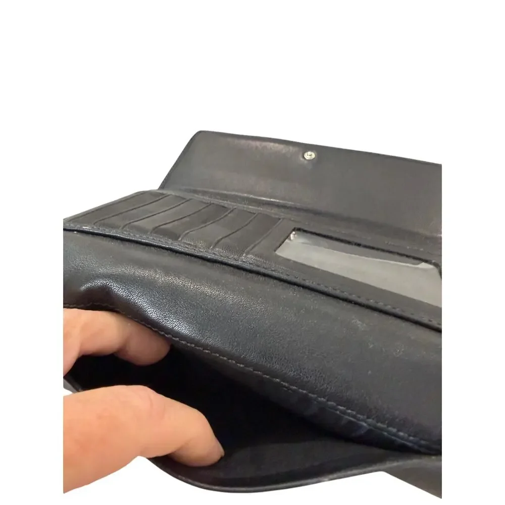 COACH Vintage Hampton Black Leather Trifold Wallet Y2K 90’s